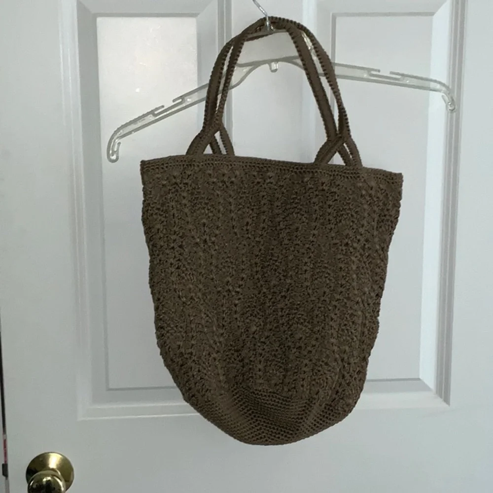 NWOT! The Sak Woven Shoulder Bag.Cocoa Brown. 16” x 16” approx. Magnetic closure